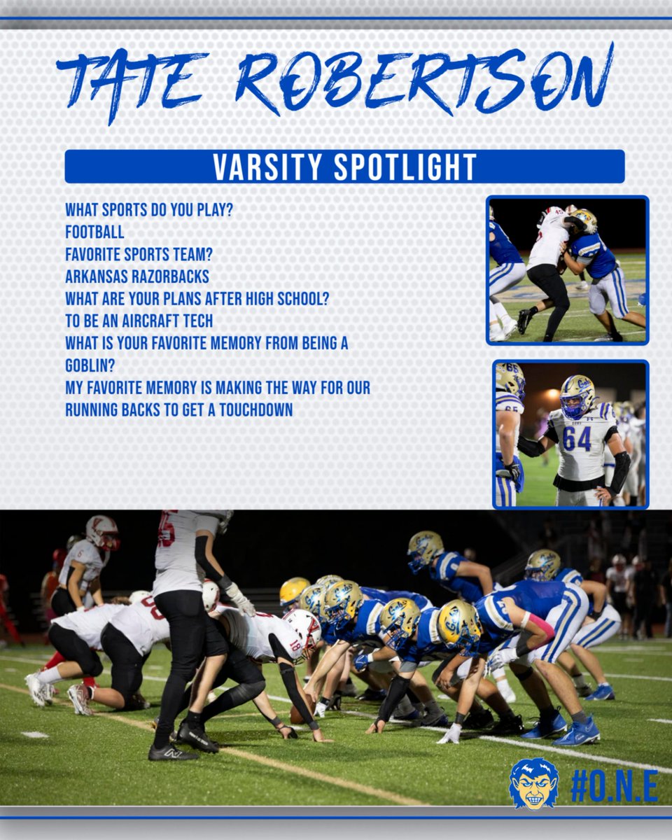 Tate has been a cornerstone of our offensive line for two years. His work ethic makes him a great leader for our team. We're excited to see his hard work pay off his senior year. #GoGobs