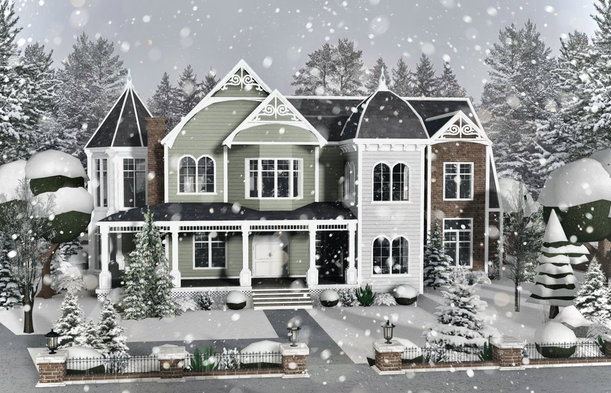 victorian winter house commission 🤍 #bloxburgbuild #winterhouse #bloxburgbuilder #victorianhouse #bloxburg #commission