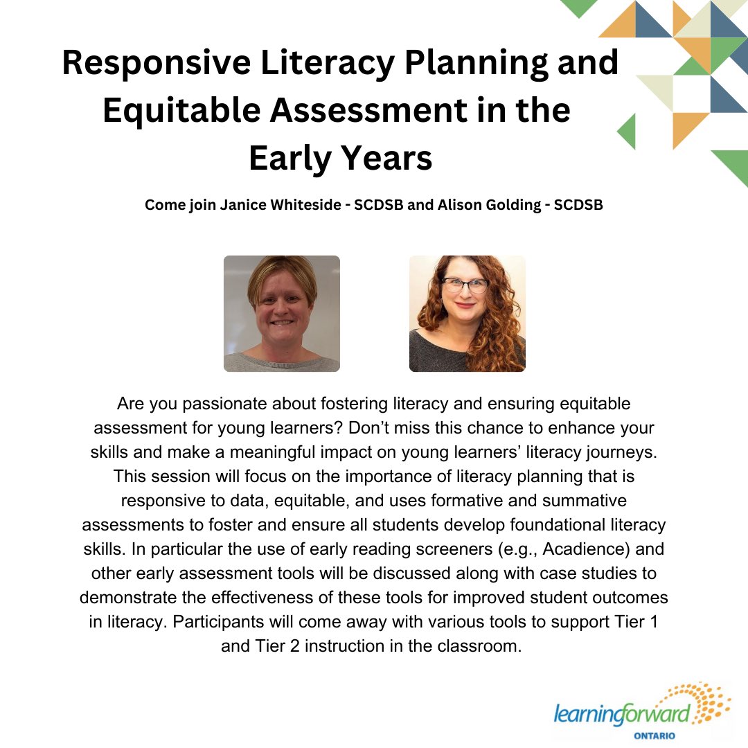Responsive Literacy Planning and Equitable Assessment. 

📢 Join us to learn more about data-driven literacy planning and equitable assessment! Participate in interactive conversations on these crucial topics.

bit.ly/LFOeyconferenc…