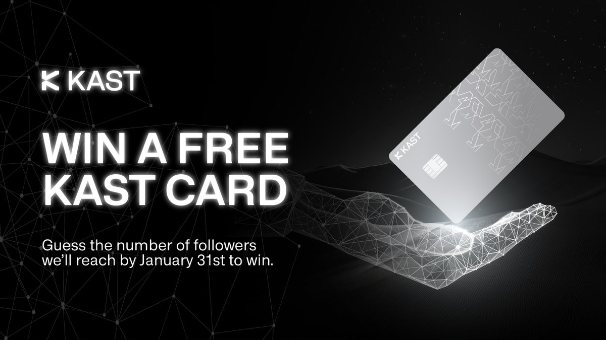 Win a Free KAST Card!

Guess the exact number of followers we’ll reach by January 31st and get a free KAST card delivered to your doorstep. The 3 closest guesses win!

How to Participate:

1. Like &amp; retweet this post
2. Tag 3 friends
3. Drop your guess in the comments

Duration: