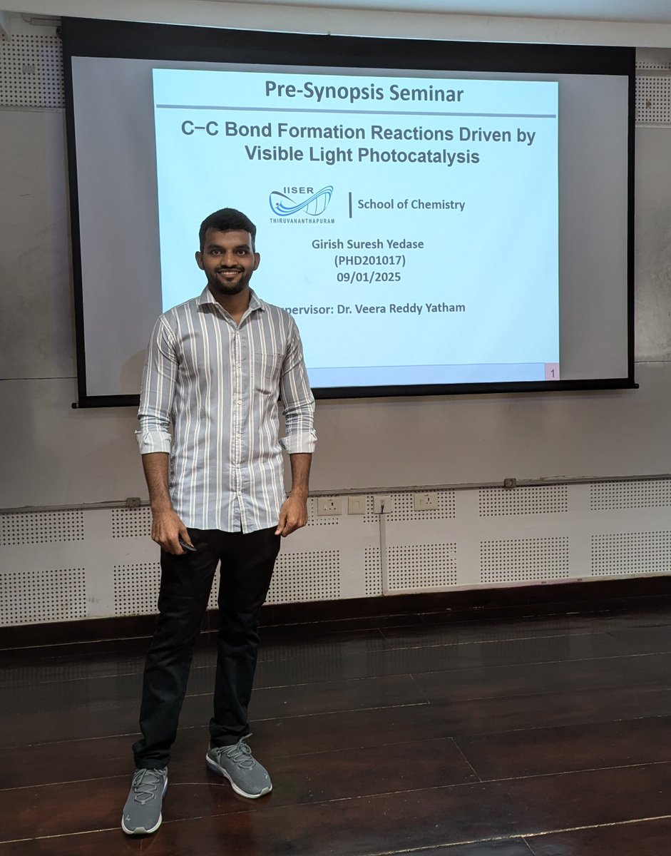 YVR Lab at IISER TVM (@groupyvr) on Twitter photo We started 2025 with a Pre-Synopsis of our first PhD, Girish Yedase <a href="/GYedase/">Girish Yedase</a>. We congratulate him on his future endeavors. We thank <a href="/Chemie_iisertvm/">School of Chemistry IISER TVM</a> <a href="/tvmiiser/">IISER Thiruvananthapuram</a> and all the Professors for their constructive suggestions. We started 2025 with a Pre-Synopsis of our first PhD, Girish Yedase <a href="/GYedase/">Girish Yedase</a>. We congratulate him on his future endeavors. We thank <a href="/Chemie_iisertvm/">School of Chemistry IISER TVM</a> <a href="/tvmiiser/">IISER Thiruvananthapuram</a> and all the Professors for their constructive suggestions.