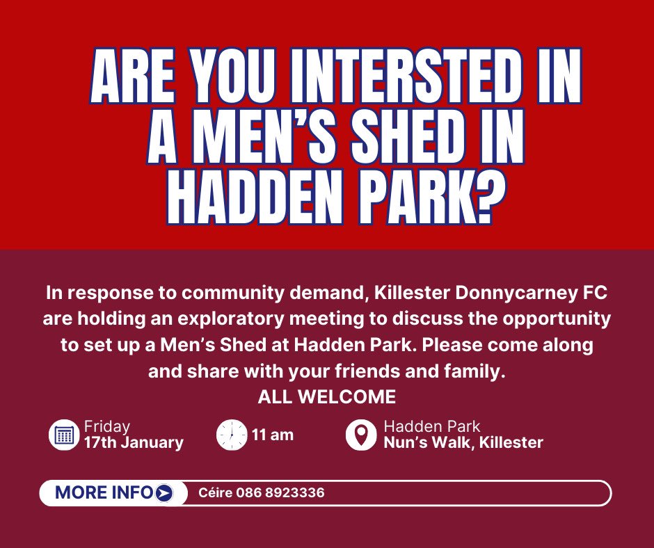 KillesterDonny's tweet photo. Please see below for anyone interested. Share with any of your family or friends that might be interested. ❤️ #KDFC #localcommunity https://t.co/a6v6WwMT1B