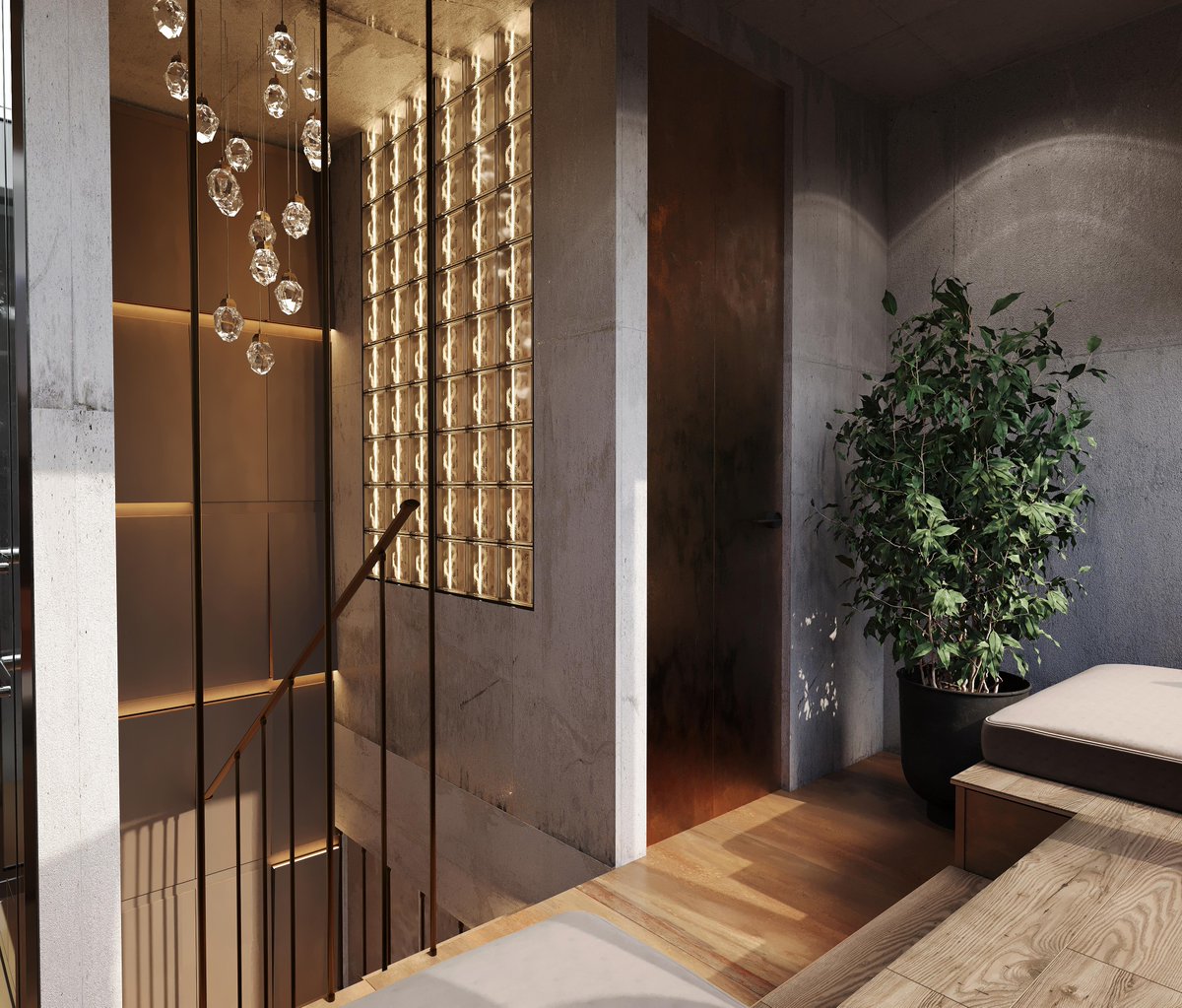 ViraRemont's tweet image. Стиль и комфорт в деталях! На второй этаж ведёт акцентная лестница с керамогранитом и стеклом. Зона отдыха с подсветкой и мягкими сиденьями добавляет пространства и уюта. Посмотрите видео: youtu.be/7bD4NDgB39c #Элегантность #СовременныйИнтерьер #ИдеиДляДома