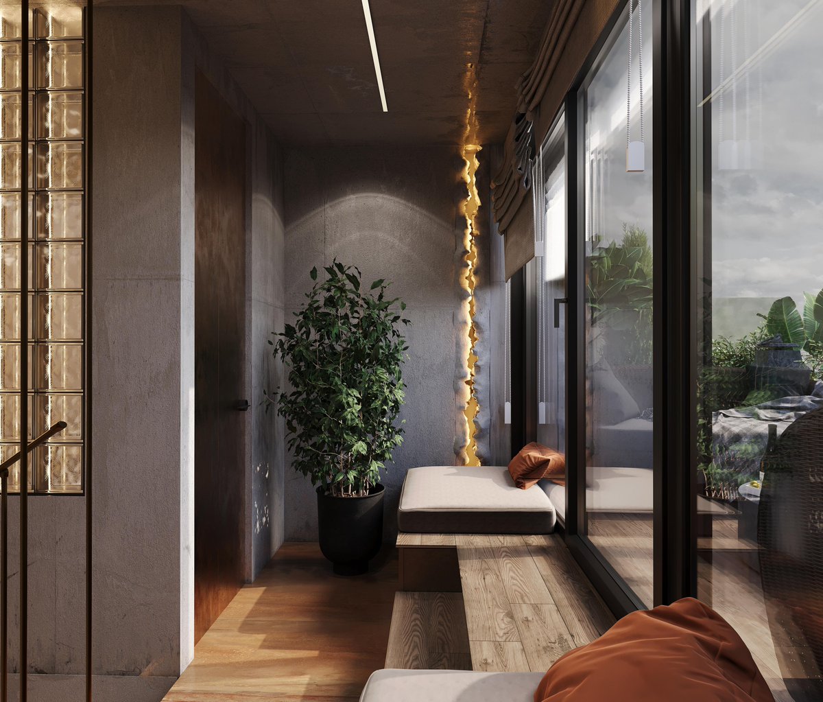 ViraRemont's tweet image. Стиль и комфорт в деталях! На второй этаж ведёт акцентная лестница с керамогранитом и стеклом. Зона отдыха с подсветкой и мягкими сиденьями добавляет пространства и уюта. Посмотрите видео: youtu.be/7bD4NDgB39c #Элегантность #СовременныйИнтерьер #ИдеиДляДома