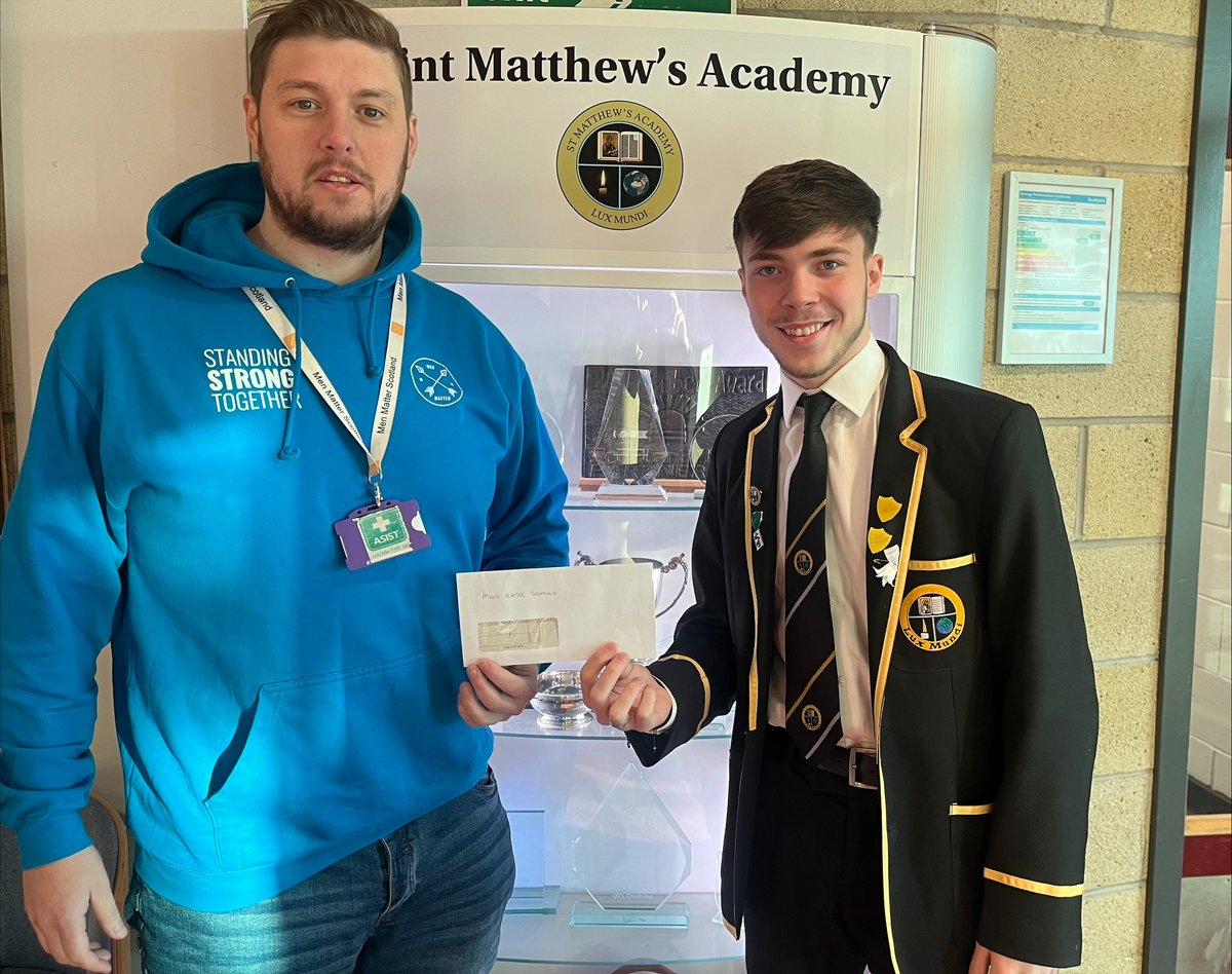 Blair presented <a href="/MenScotland/">Men Matter Scotland</a> with a cheque for £100 today following his fundraising efforts during Movember 2024.