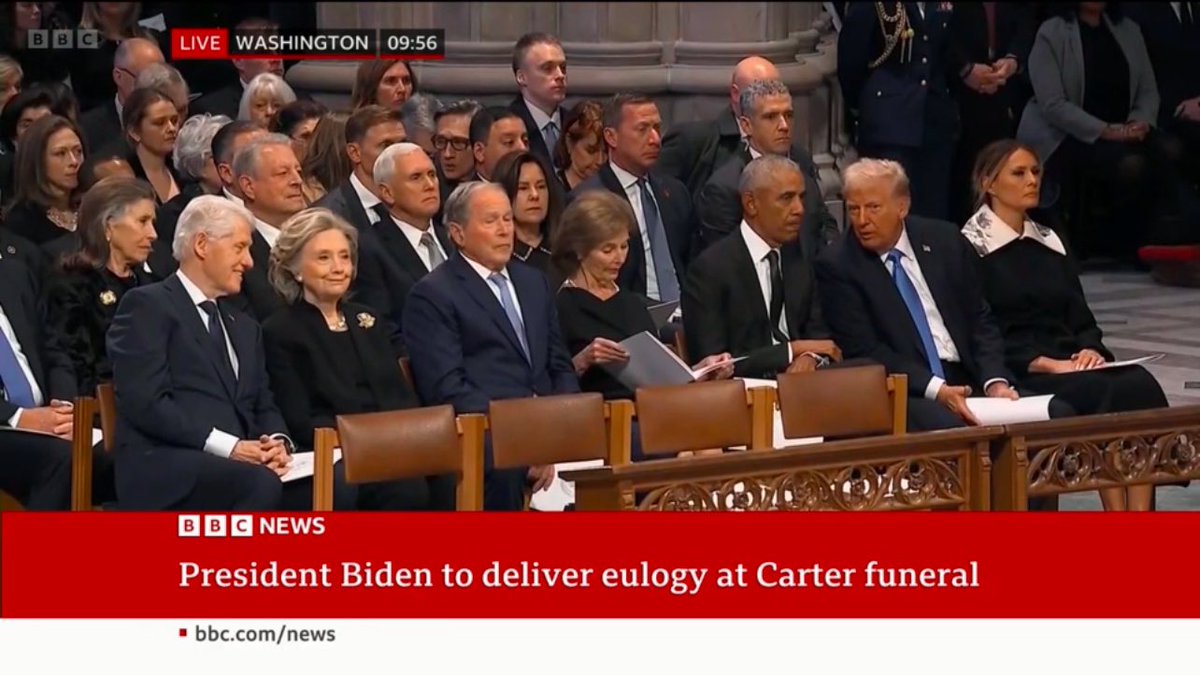 Would LOVE to be able to listen in to Obama and Trump chatting away while they wait for President Carter’s funeral to begin.