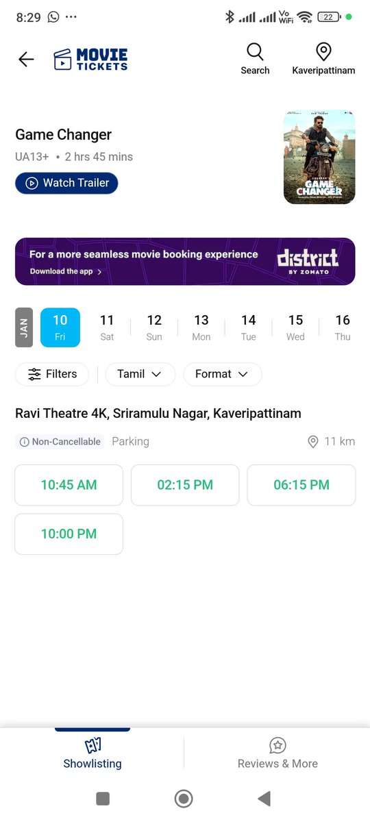 Deepakchander1's tweet photo. #GameChangerBookings still now no bookings started in tamil Nadu. https://t.co/WYNtj6nAnA