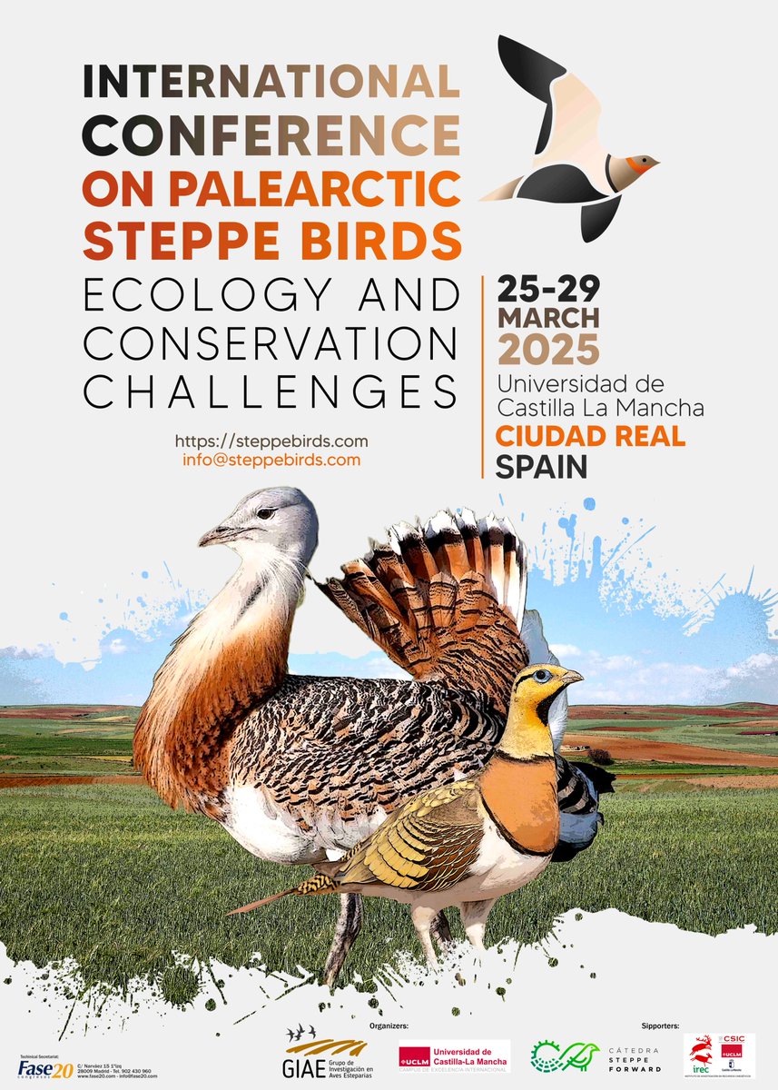 🚨 Excited to announce the Preliminary Program for #SteppeBirds2025 is now available! 🐦📆
Explore the exciting talks, roundtables, workshops, and field trips lined up to address steppe bird conservation.

Don't miss out—register today and secure your spot! Early Bird rates until