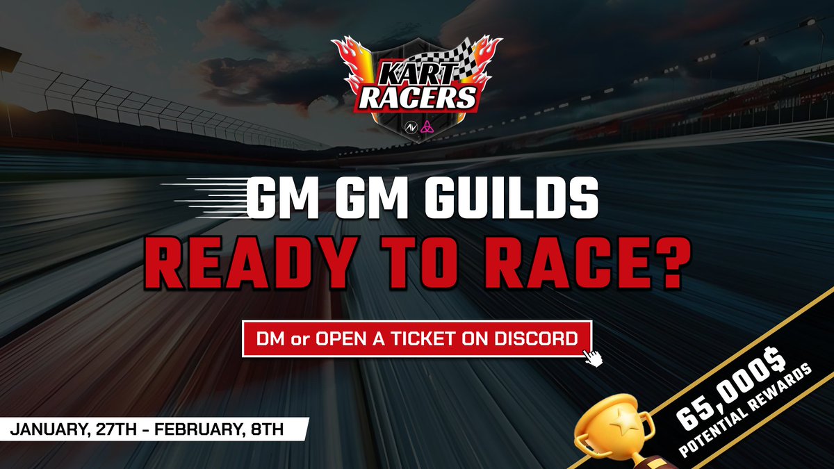 GM GM GUILDS, YOU IN? 🏁

Think your squad has the guts to dominate #KartRacers?

$5k+ in prizes and a huge flex for the top racers🤑

DM us or open a ticket on Discord to join:
discord.gg/qFKHJW4dpS

Tag your guild to show up or stay noobs forever.👇🔥
