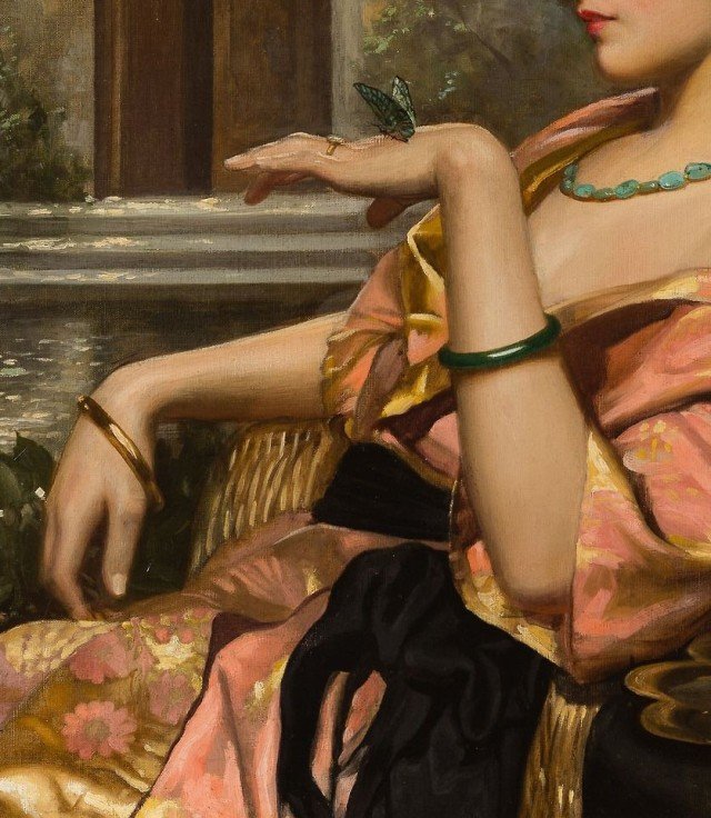 Detail : Ottoman Beauty with a Butterfly, by Harold H. Piffard (1931)