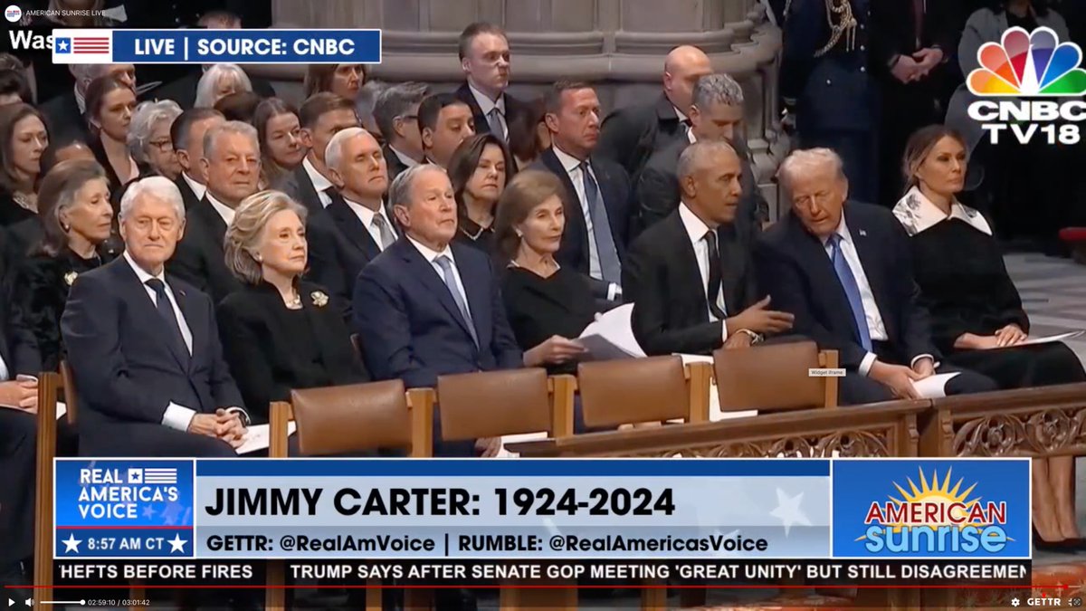 entangledweb's tweet image. BREAKING: Look who Trump is sitting next to at Carter's funeral. Look who is missing.
