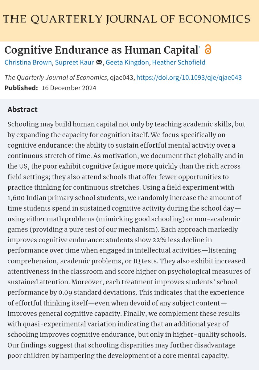 Your attention span isn’t fixed. It increases with practice.

Evidence: After 20min sessions solving cognitively challenging problems (10-20hrs total), students show significant gains in sustained focus and test scores.

Like physical stamina, mental stamina requires exercise.