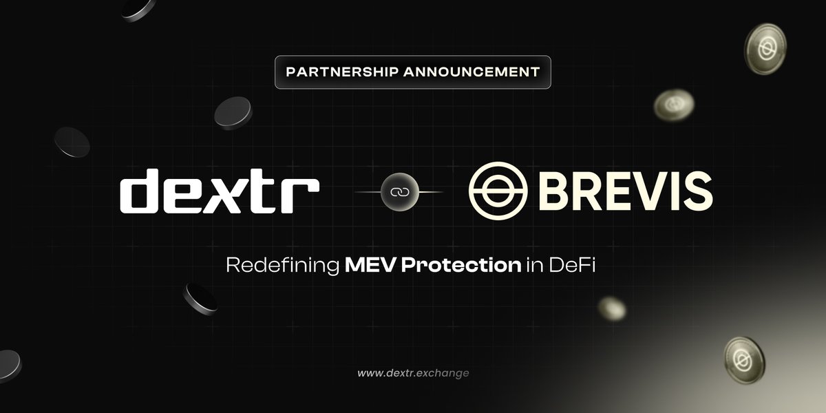 Thrilled to announce our partnership with <a href="/brevis_zk/">Brevis</a>

Sneak peek into how it works:
✔️ All orders &amp; LP positions on Dextr are submitted on-chain.
✔️ <a href="/eigencloud/"></a> operators handle off-chain order matching.
✔️ Suspect front-running? Raise a challenge.

With Brevis' ZK co-processor,