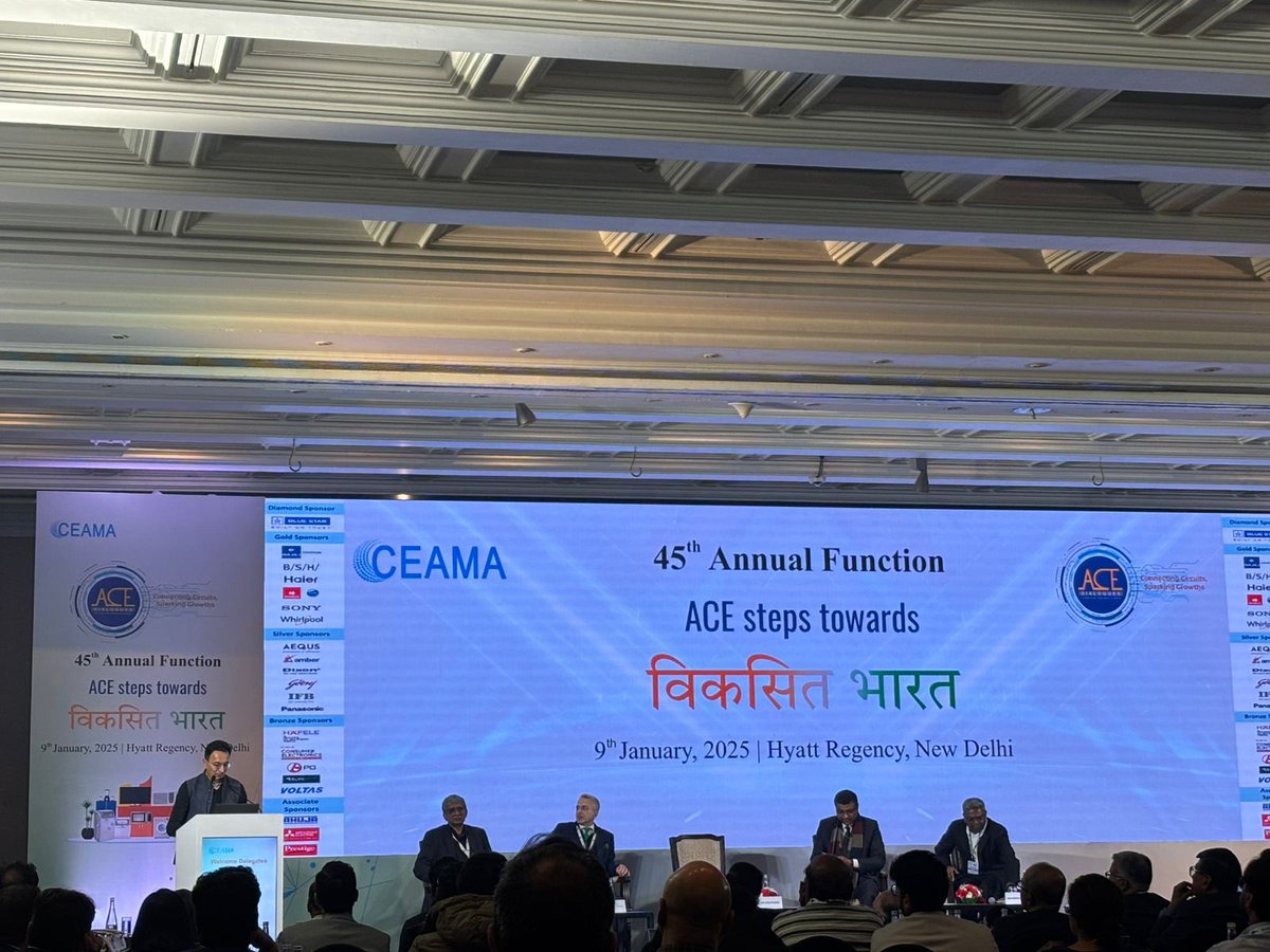 Hon’ble Chief Guest <a href="/JitinPrasada/">Jitin Prasada जितिन प्रसाद</a> addresses CEAMA’s 45th Annual Function, highlighting the role of the consumer electronics industry in building a self-reliant and progressive India. Inspiring words for a brighter future! #CEAMA2025 #ViksitBharat