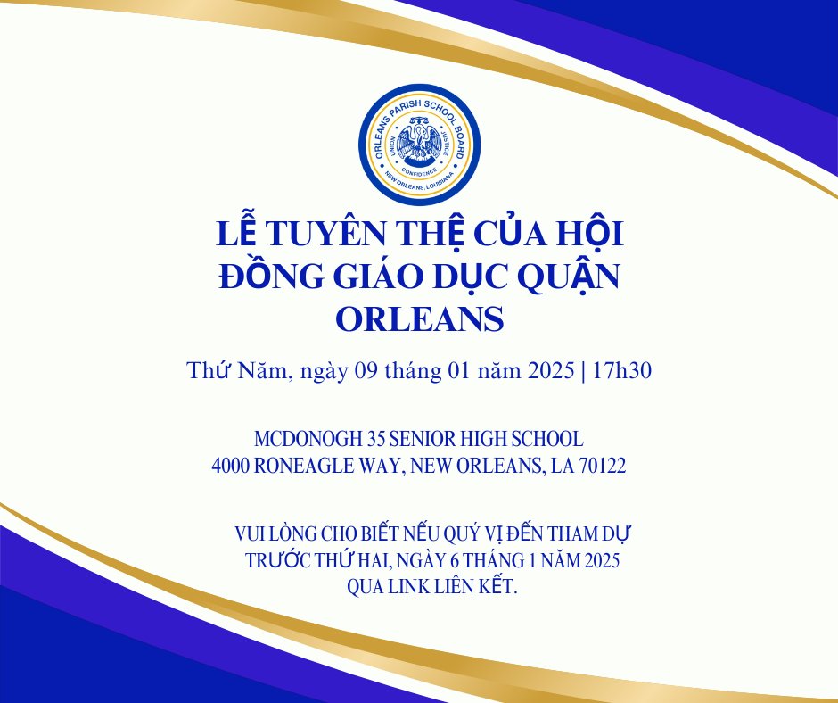 📢 Mark your calendars! Join us Thurs, Jan 9, 2025, at 5:30 PM at McDonogh 35 High School for the Orleans Parish School Board Swearing-In Ceremony. 🎉 Meet our new and returning board members and stay for the special meeting to elect OPSB leadership for 2025. See you there! 🗓️✨