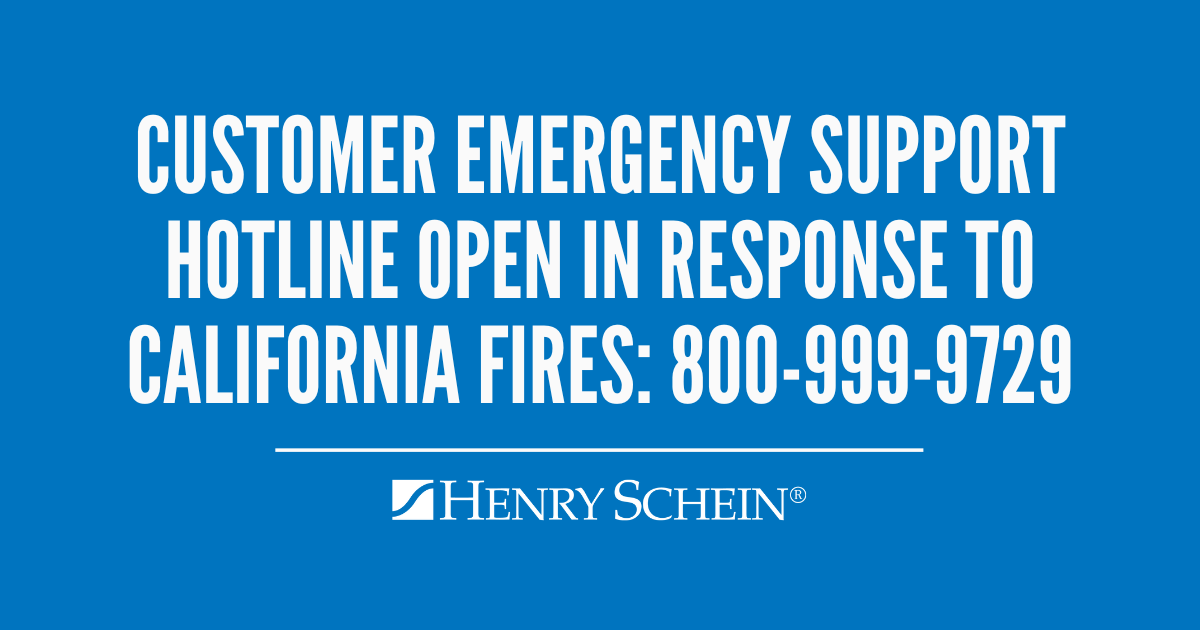 Our Customer Emergency Support Hotline is now open. If your practice experiences operational, logistical, or financial issues as a result of damage caused by the ongoing fires throughout California, please call us at 800-999-9729.

Read the full release: bit.ly/409Ctkr