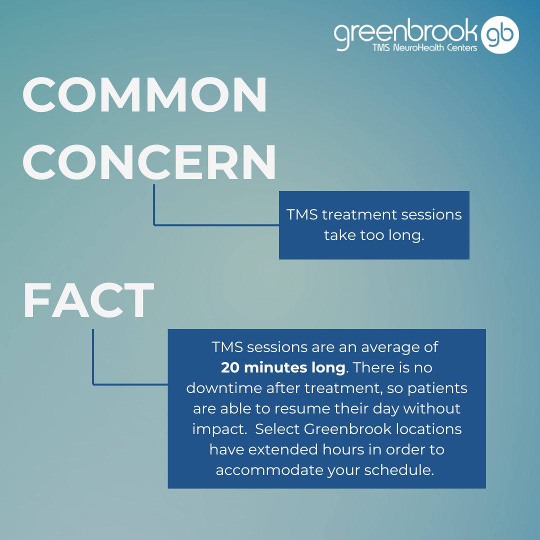 GreenbrookTMS's tweet photo. We’re tackling the most common concerns to help you feel confident about taking the next step towards feeling relief from your depression. 

Book a free consultation with our Care Team and learn more about if TMS is right for you: https://t.co/VTtl7kHf8Q

#TMSTherapy #Greenbrook https://t.co/R0pzNjTtcq