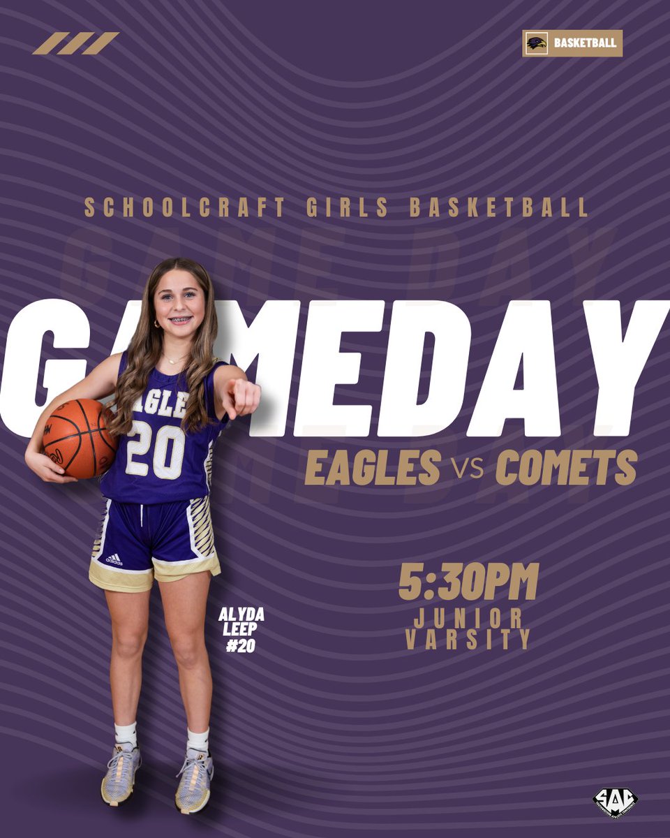 📣 IT'S GAMEDAY! 📣
Get ready to cheer on our Junior Varsity girls as they face off against the Kalamazoo Christian Comets in an exciting home matchup! 🏀

🦅 Lady Eagles Tip-Off: 5:30 PM
🦅 JV Boys Game: Follows right after

Let's pack the stands and show our #EaglePride! 💜🔥
