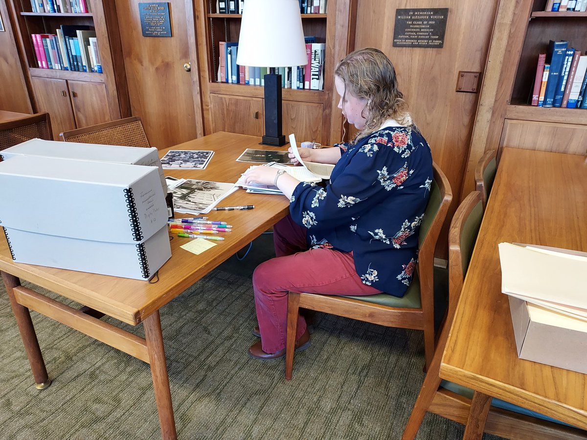 MelissasLibrary's tweet image. Busy week at the #MarshallFoundationLibrary. Researchers Helena, Elizabeth, and Malachi use archival records; and volunteers Eryn and Sue work on projects that make items easier to locate.
Tanziha and I try to keep up #InTheLibrary!