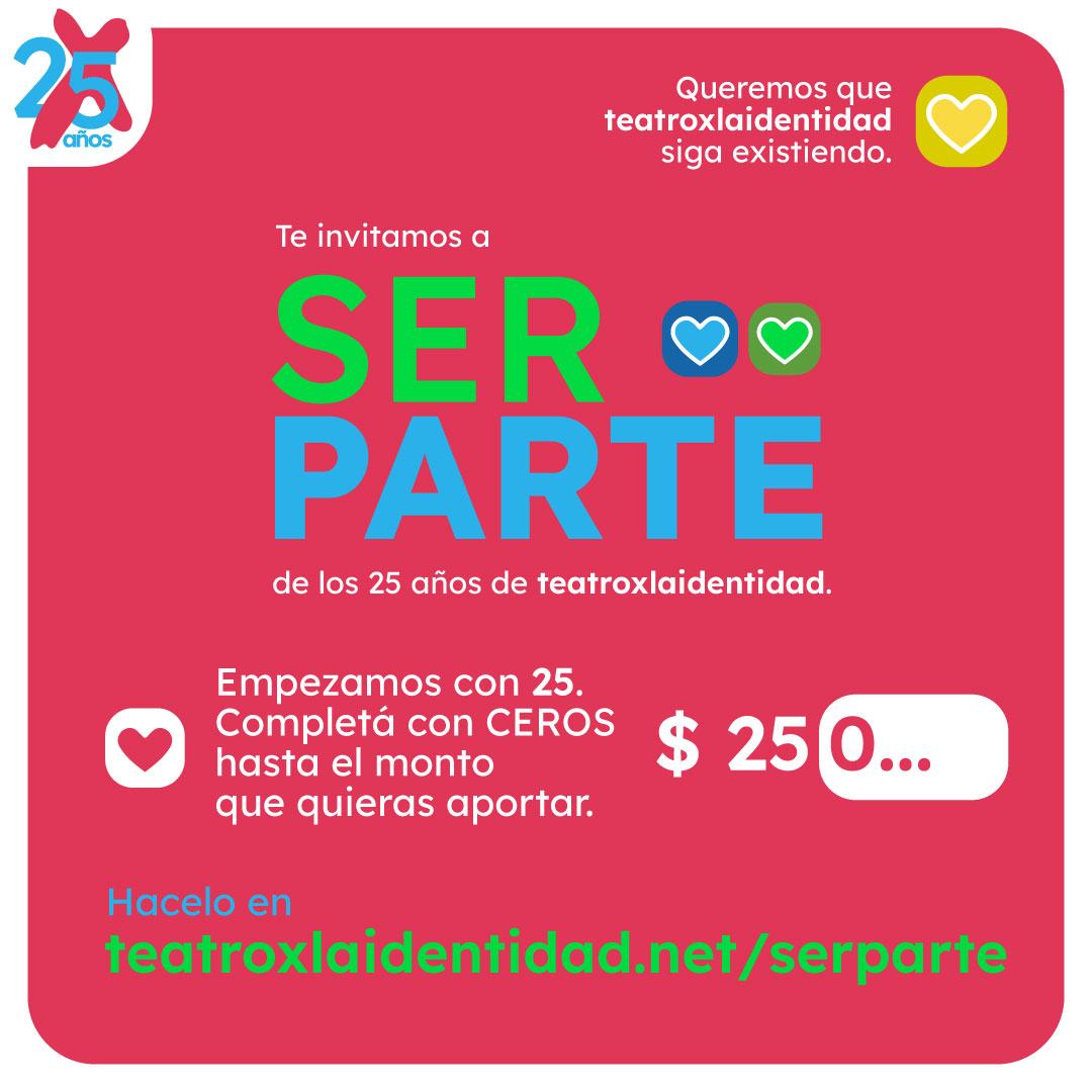 teatroxlaidentidad (@txibuenosaires) on Twitter photo Cumplimos 25 años junto a las <a href="/abuelasdifusion/">Abuelas de Plaza de Mayo</a> en la búsqueda de sus nietas y nietos.
Queremos seguir, aunque es difícil sostener nuestras actividades.
Te invitamos a #SerParte de los festejos.
Hacé tu aporte en teatroxlaidentidad.net/serparte
¡Gracias!
#teatroxlaidentidad25Años Cumplimos 25 años junto a las <a href="/abuelasdifusion/">Abuelas de Plaza de Mayo</a> en la búsqueda de sus nietas y nietos.
Queremos seguir, aunque es difícil sostener nuestras actividades.
Te invitamos a #SerParte de los festejos.
Hacé tu aporte en teatroxlaidentidad.net/serparte
¡Gracias!
#teatroxlaidentidad25Años
