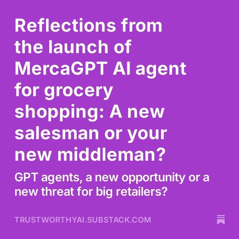 How do 3rd party GPT agents impact retailers? 

Are there new sales buddies, or a new middleman and competitor?

See video in post below.

<a href="/ethicalallies/">Ethical Commerce Alliance (ECA)</a> 

trustworthyai.substack.com/p/reflections-…