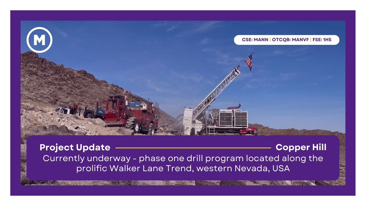 ManningVentures's tweet photo. ICYMI 👉 The phase one drill program is currently underway at the at the Copper Hill Project, and the first two drill holes have been completed. 

Read the update 🔗 https://t.co/DWTFb8V2u6 

🇨🇦 $MANN 🇺🇸 $MANVF 🇩🇪 FSE: 1H5
#miningstock #InvestInCopper #CopperStock #Copper https://t.co/pSQOXrWG1g