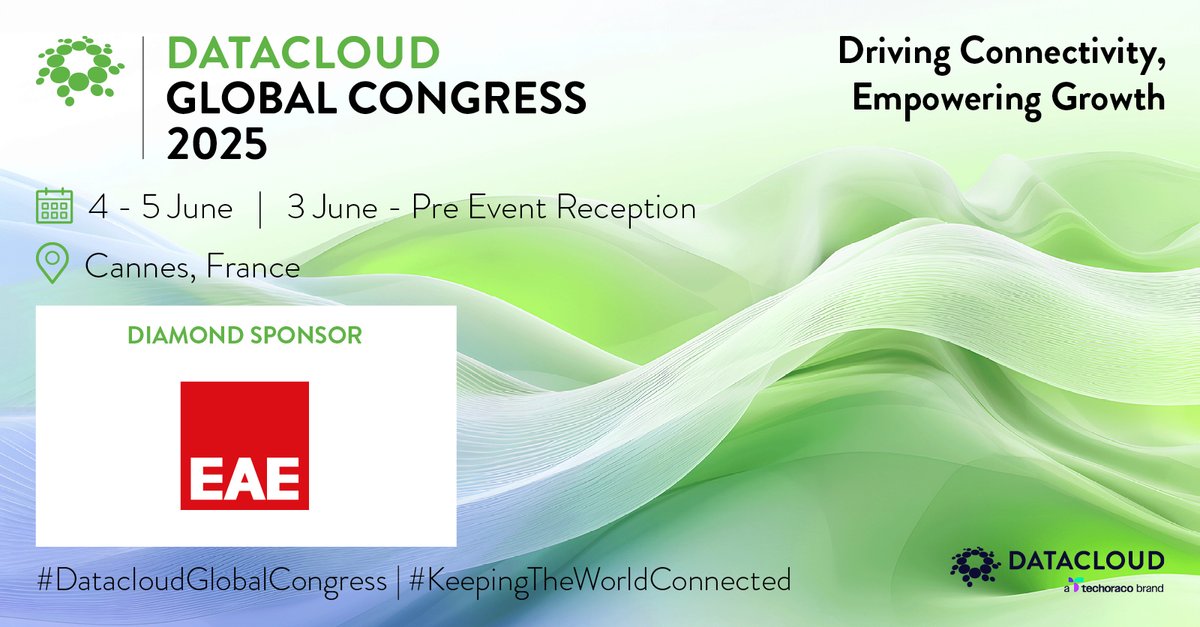 We are delighted to have EAE as a Diamond Sponsor at Datacloud Global Congress 2025!

Since 1973, EAE has been innovating to make processes easier, more reliable &amp; cost-effective. Register now to meet the team: datacloudglobalcongress.com

#DatacloudGlobal #KeepingtheWorldConnected