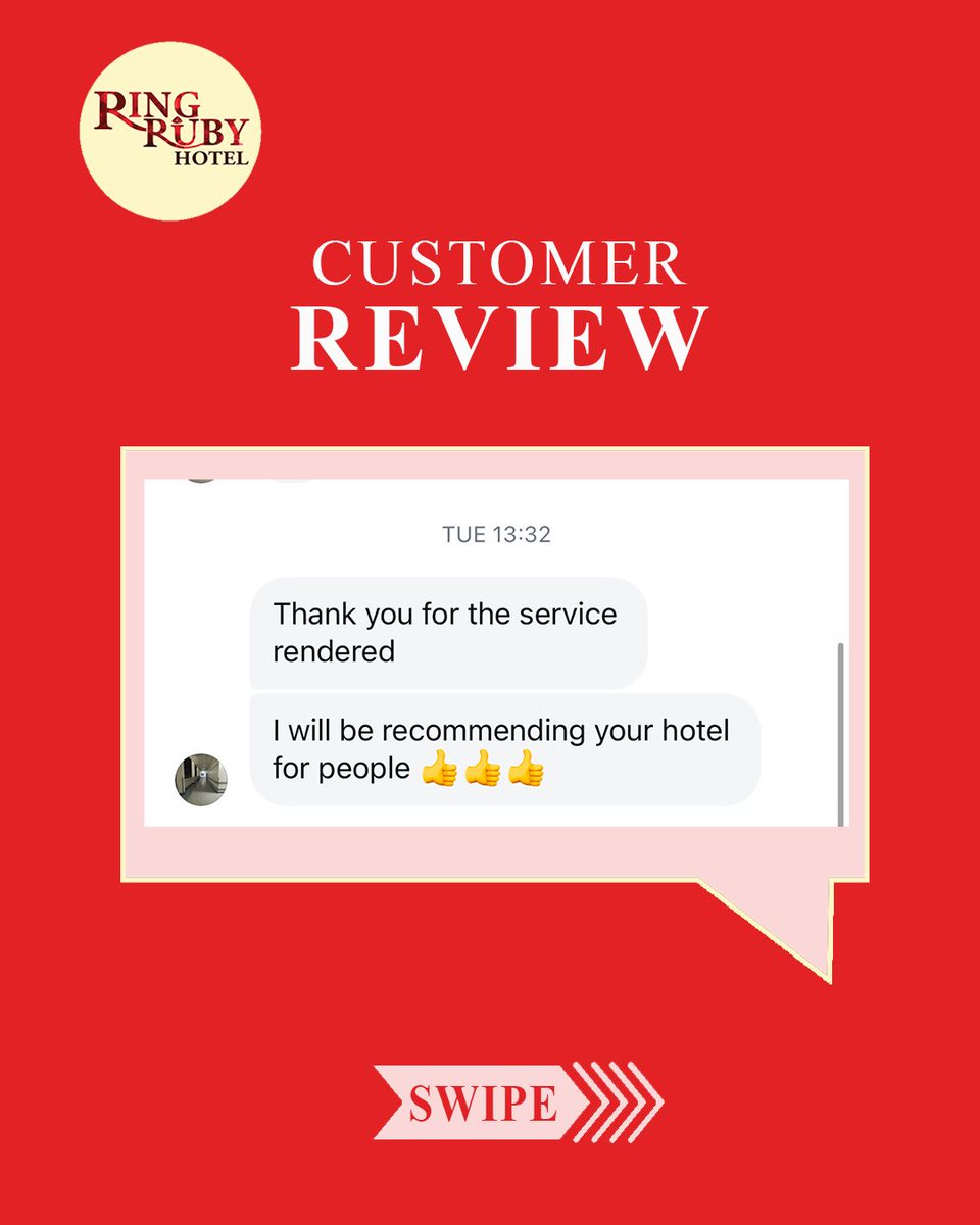 Ringrubyhotel's tweet photo. ⭐⭐⭐⭐⭐ - We love hearing from happy customers! ☺️

For reservations or inquiries ☎️ 09115638526 / Email 📧 info@fivecloverhotels.com

#ringruby #hotelsinlagos #hotelsinnigeria #lagoshotels #hotelsinikejagra https://t.co/eAD0EbIGQI