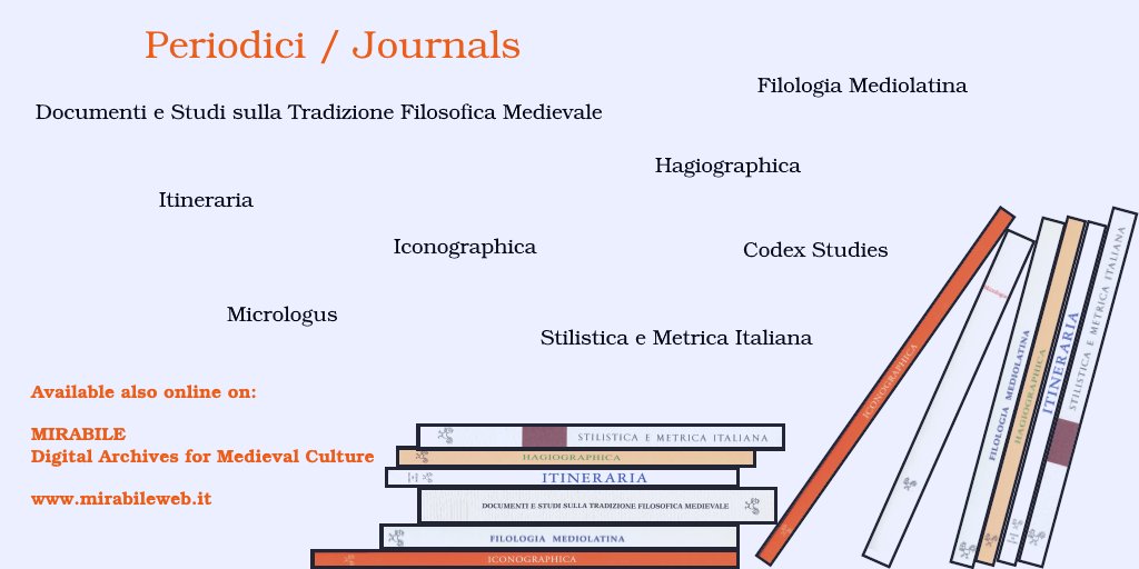 All the Journals pubblished by SISMEL · Edizioni del Galluzzo: 2024 issues. Print and online version.
🔗bit.ly/3C32A4o
#SISMEL #medievaltwitter #philosophy #philology #hagiography #travels #iconography #sciences #History #manuscripts #medioevo #middleages