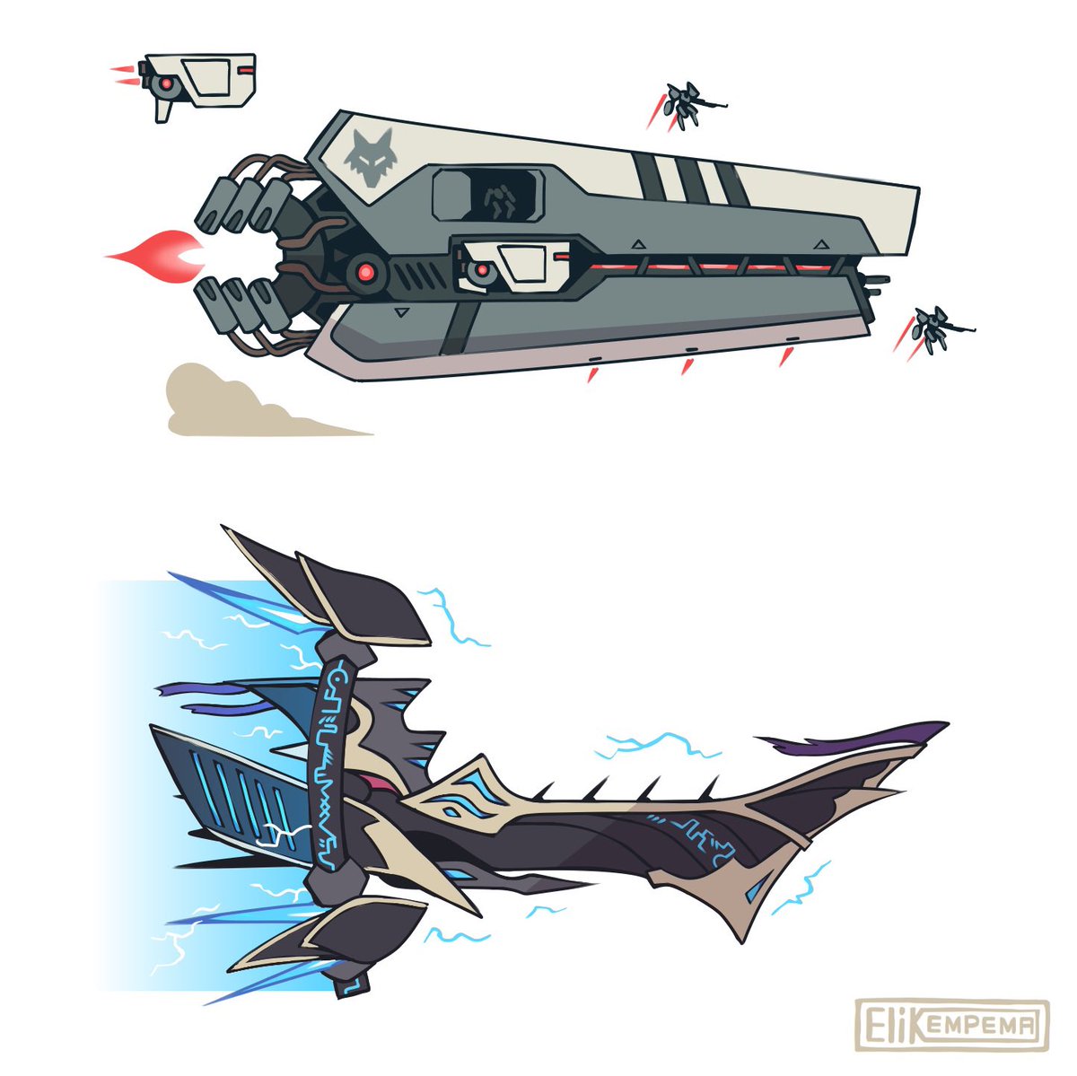 Two more ships! A mercenary interceptor, and a “ghost” ship! #LancerRPG