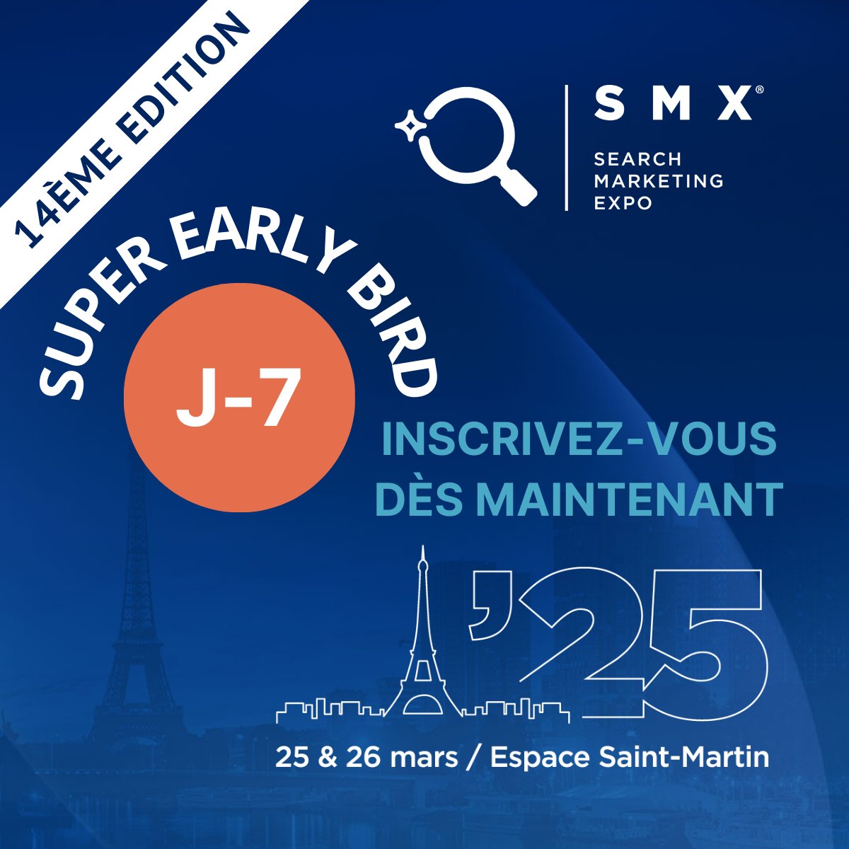 📢 Il ne vous reste plus que 7 jours pour bénéficier du tarif Super Early et profiter de 300€ de réduction ! 👀

👉 Ne laissez pas passer cette offre et inscrivez-vous avant le 17 janvier.
📲 smxfrance.com/inscription/