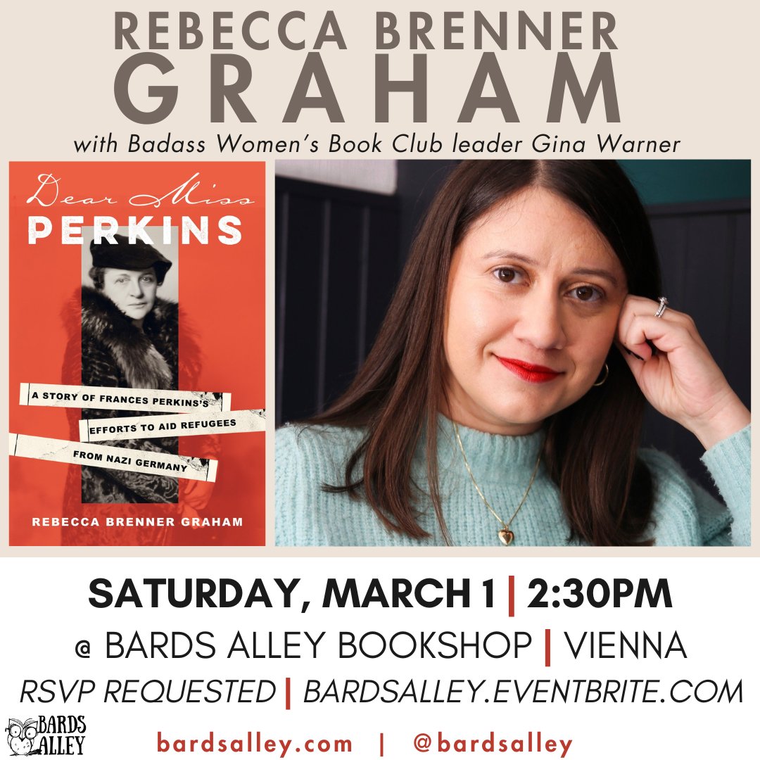 Bards Alley Bookshop (@bardsalley) on Twitter photo On March 1st we're celebrating the release of DEAR MISS PERKINS with author <a href="/theOtherRBG/">Rebecca Brenner Graham</a> and Gina Warner, a revolutionary biography of female trailblazer Frances Perkins. <a href="/KensingtonBooks/">Kensington Books</a>
Reserve your book: bardsalley.square.site/shop/book-orde…
RSVP: eventbrite.com/o/bards-alley-… On March 1st we're celebrating the release of DEAR MISS PERKINS with author <a href="/theOtherRBG/">Rebecca Brenner Graham</a> and Gina Warner, a revolutionary biography of female trailblazer Frances Perkins. <a href="/KensingtonBooks/">Kensington Books</a>
Reserve your book: bardsalley.square.site/shop/book-orde…
RSVP: eventbrite.com/o/bards-alley-…
