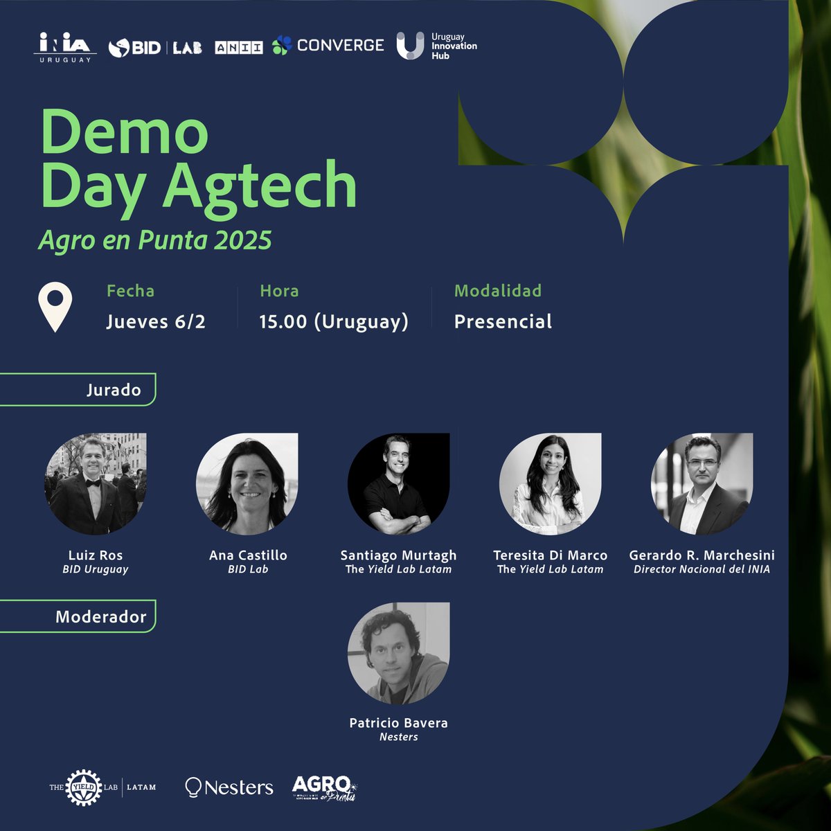 NestersTech's tweet image. 🚀 Demo Day Agtech: ¡Mostrá tu innovación en Agro en Punta 2025! 🌱
📅 Jueves 6/2 | ⏰ 15-18 hs | 📍 Punta del Este, Uruguay
👉 Postulate: lnkd.in/dejVkq_Y
Un jurado de expertos te espera. ¡No te lo pierdas! 🌟
#DemoDayAgtech #AgroInnovación