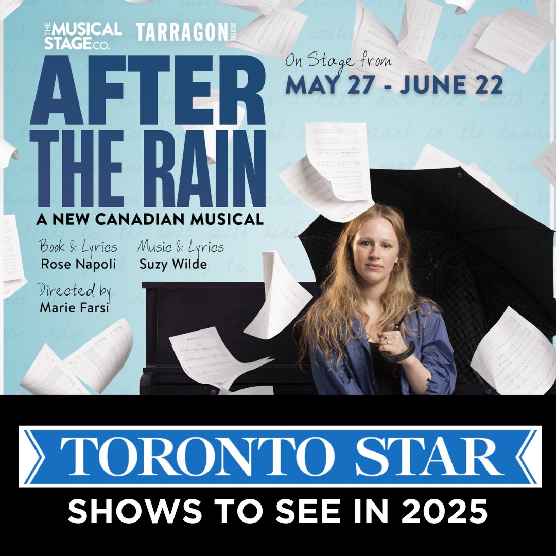 Tarragon Theatre (@tarragontheatre) on Twitter photo After the Rain is on <a href="/TorontoStar/">Toronto Star</a>'s list of 10 shows to see in 2025! š„ We can't wait to premiere this beautiful new musical with <a href="/MusicalStageCo/">The Musical Stage Company</a>.
See 'After the Rain' May 27 - June 22 š Tickets are now on sale. After the Rain is on <a href="/TorontoStar/">Toronto Star</a>'s list of 10 shows to see in 2025! š„ We can't wait to premiere this beautiful new musical with <a href="/MusicalStageCo/">The Musical Stage Company</a>.
See 'After the Rain' May 27 - June 22 š Tickets are now on sale.