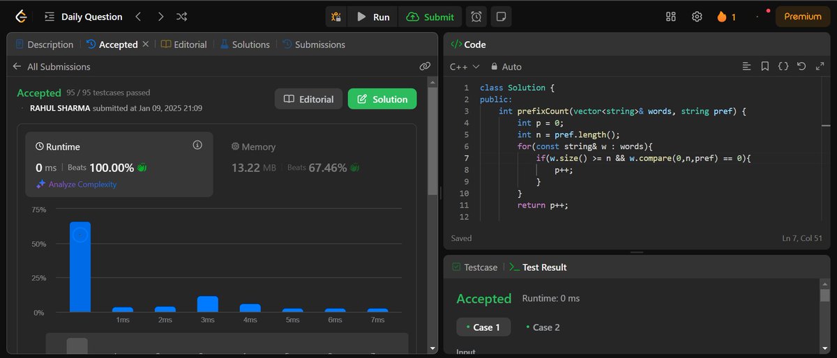 rahulsharm_129's tweet image. 🚀 Day 97 of my #100DaysOfCodingChallenge 🚀
Today, I solved the LeetCode problem:
Counting Words With a Given Prefix
#100DaysOfCode #Day97 #LeetCode #ProblemSolving #KeepLearning