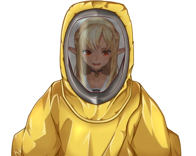 前回の最後に フレアちゃんが「ハザードスーツくれまである」と話していたので、作ってみました⸜(*˙꒳˙*)⸝上手く透過できてるといいのですが#フレアーニャ#不知火配信素材 