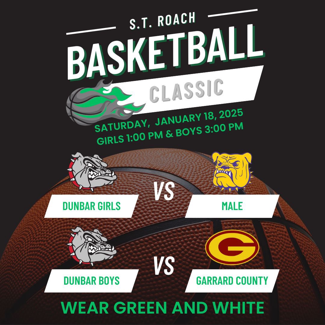 🏀Basketball Classic 🏀

Join us Saturday, January 18, for an exciting day of hoops!
Girls tip-off at 1:00 PM | Boys at 3:00 PM
📣 Special recognition of Joe Hamilton!

#allinon1600 #WeAreDunbar