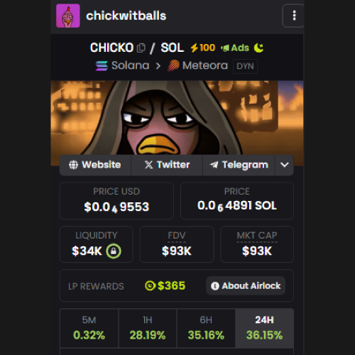 chickwitballs's tweet photo. YO! where my $CHICKO at? seems like everyone watching 100X BOOST BALLS & ADS on @dexscreener 

https://t.co/Eip87ds6CR

#ATH #SOLANA #BITCOIN #MEMECOIN #ALTCOIN #CRYPTO