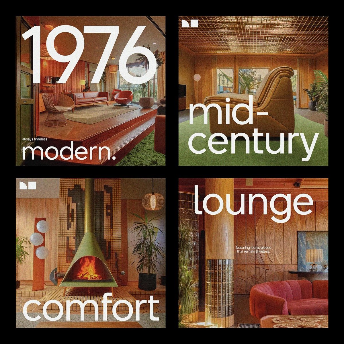 sashadesignsco's tweet image. ✹ MID-CENTURY MODERN 🛋️✨

Used AI to help create these beautiful home interiors and turn them into a retro looking glass👀

Tags:
#retroaesthetic  #retrodesign #aigenerated    #aidesign #typegang    #graphicdesign #graphicposter #brandidentity   #brandinginspiration
