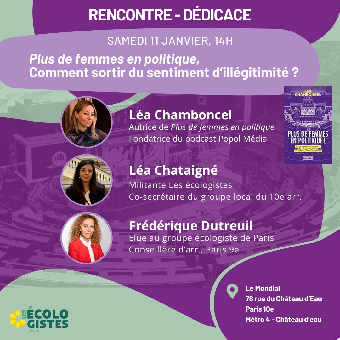 Les dernières législatives ont accusé une nouvelle baisse du nombre de femmes élues députées.  
Souvent empreintes d'un sentiment d'illégitimité, les femmes n'osent pas se lancer dans l'arène politique.
Comment y remédier ?
Parlons-en samedi avec l'autrice Léa Chamboncel 
👇
