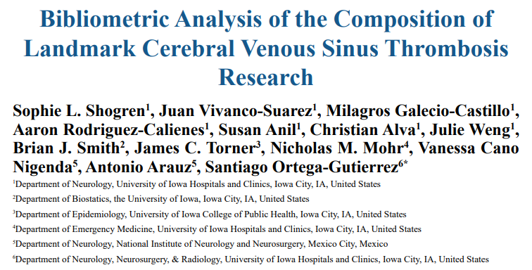 Cerebrovascular & Neurointerventional Lab (@cerebrovasclab) on Twitter photo 🧠 Explore our systematic review analyzing the patters, trends, and impact of CVST literature!
“Bibliometric Analysis of the Composition of Landmark Cerebral Venous Sinus Thrombosis Research”
A 🧵 by <a href="/AndersonBr17/">Anderson Brito</a>
#NeurologyIowa #CVST 🧠 Explore our systematic review analyzing the patters, trends, and impact of CVST literature!
“Bibliometric Analysis of the Composition of Landmark Cerebral Venous Sinus Thrombosis Research”
A 🧵 by <a href="/AndersonBr17/">Anderson Brito</a>
#NeurologyIowa #CVST