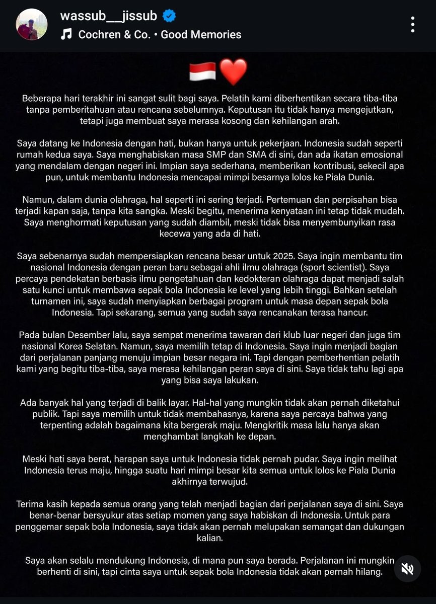 anitaiflaatid's tweet photo. 'Saya sudah menyiapkan berbagai program untuk masa depan sepak bola Indonesia. Tapi sekarang, semua yang sudah saya rencanakan terasa hancur. 

Pada Desember lalu,saya sempat menerima tawaran dari klub luar dan Timnas Korea Selaran. Namun, saya tetap memilih Indonesia'

🥹 https://t.co/Ezgpinfg1l