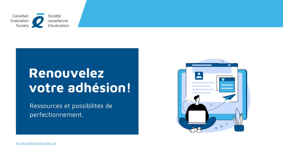 Renouvelez votre adhésion pour profiter de ressources précieuses, d’occasions de perfectionnement professionnel et d’un réseau dynamique de professionnels en évaluation. Restez connecté à la communauté incontournable en évaluation. 
buff.ly/4aeJ3KT 

#SCE #evaluation