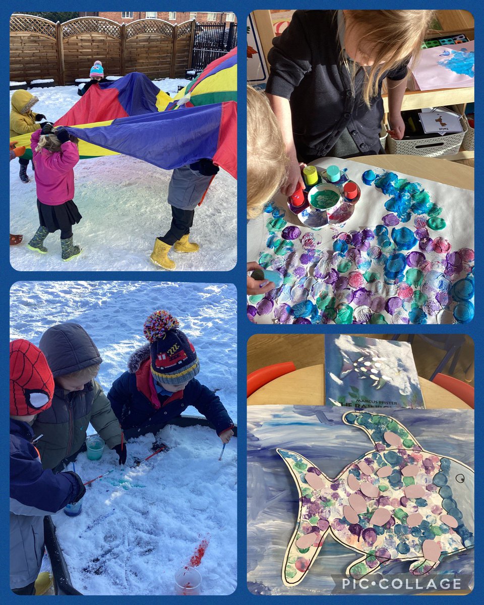 Today we have enjoyed The Rainbow Fish story which has made us all think about being kind and sharing. This afternoon we had lots of fun out in the snow!❄️☃️
@ComberbachMrsH 
@ComberbachMrsY
