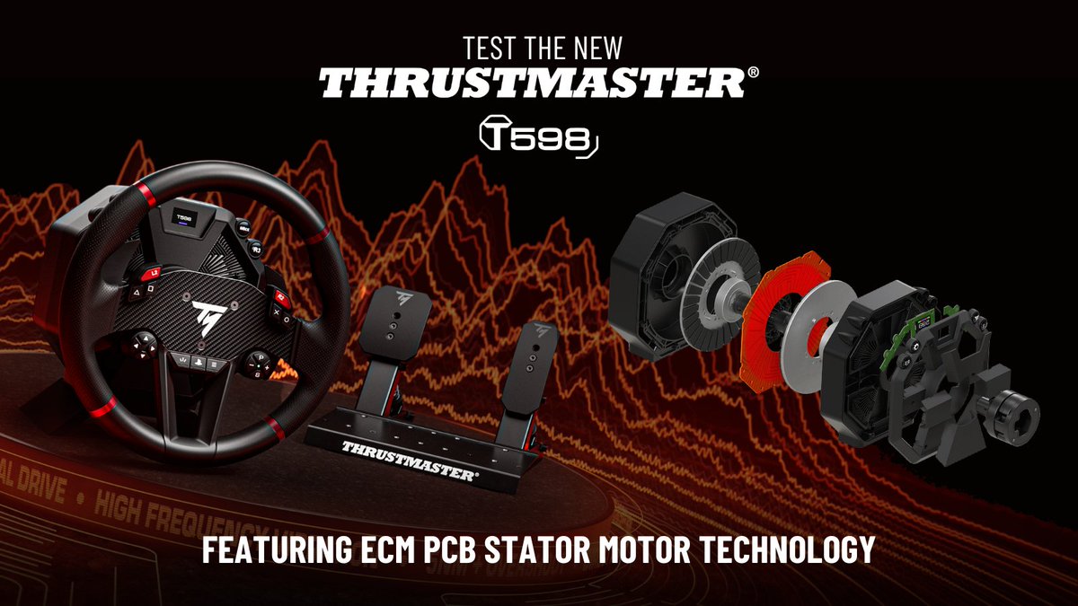 pcbstator's tweet image. 🚨 Day 3 of #CES2025!

Try the #Thrustmaster T598—the 1st direct-drive axial flux #PCBStator motor sim rig with a #PrintStator designed motor.

⚙️ Zero cogging
💪 5NM+ torque
🎮 Feel every rumble, screech &amp;amp; texture

🔗 Details: hubs.ly/Q031Tj4K0