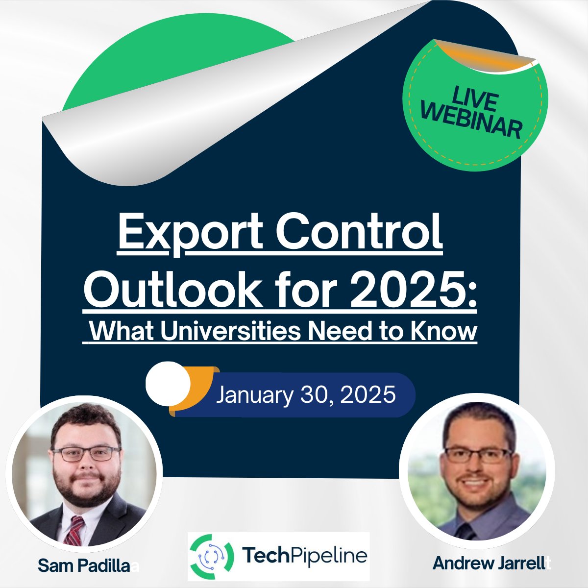 TechPipeline2's tweet image. This live webinar will explore various export control situations and understand the vital role the tech transfer office plays in identifying, avoiding and managing them.

Enroll today: tinyurl.com/2mbak4xa

#TechPipeline  #Exportcontrol  #techtransfer