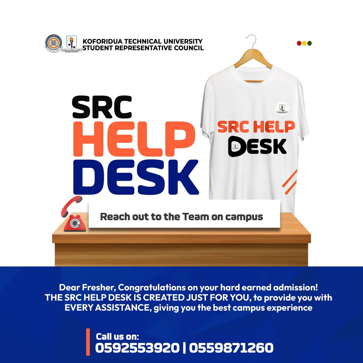 srcktu's tweet image. ❗❗ ATTENTION KTU LEVEL 100s❗❗

We are here to help you get to know campus environment. 

Visit the SRC secretariat for assistance concerning your admission.
