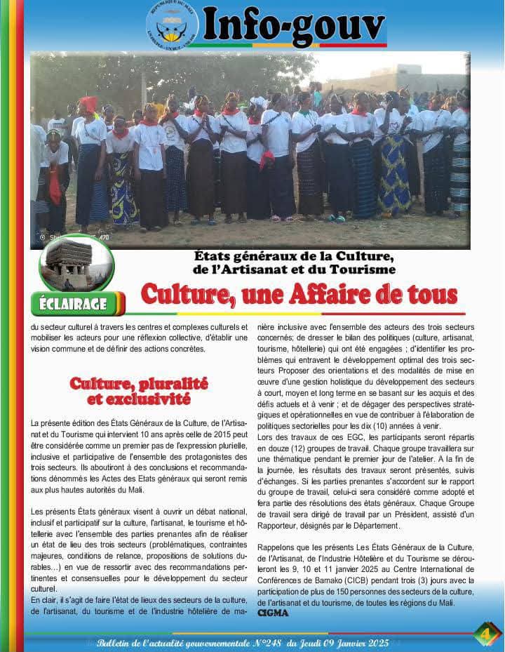 ThierryGORO's tweet image. Mali : 09 au 11 janvier 2025.
Etats Généraux des Secteurs de la Culture, du Tourisme et de l'artisanat.
Partie: 2
@mdaffe 
#Travaillons à la beauté des choses.