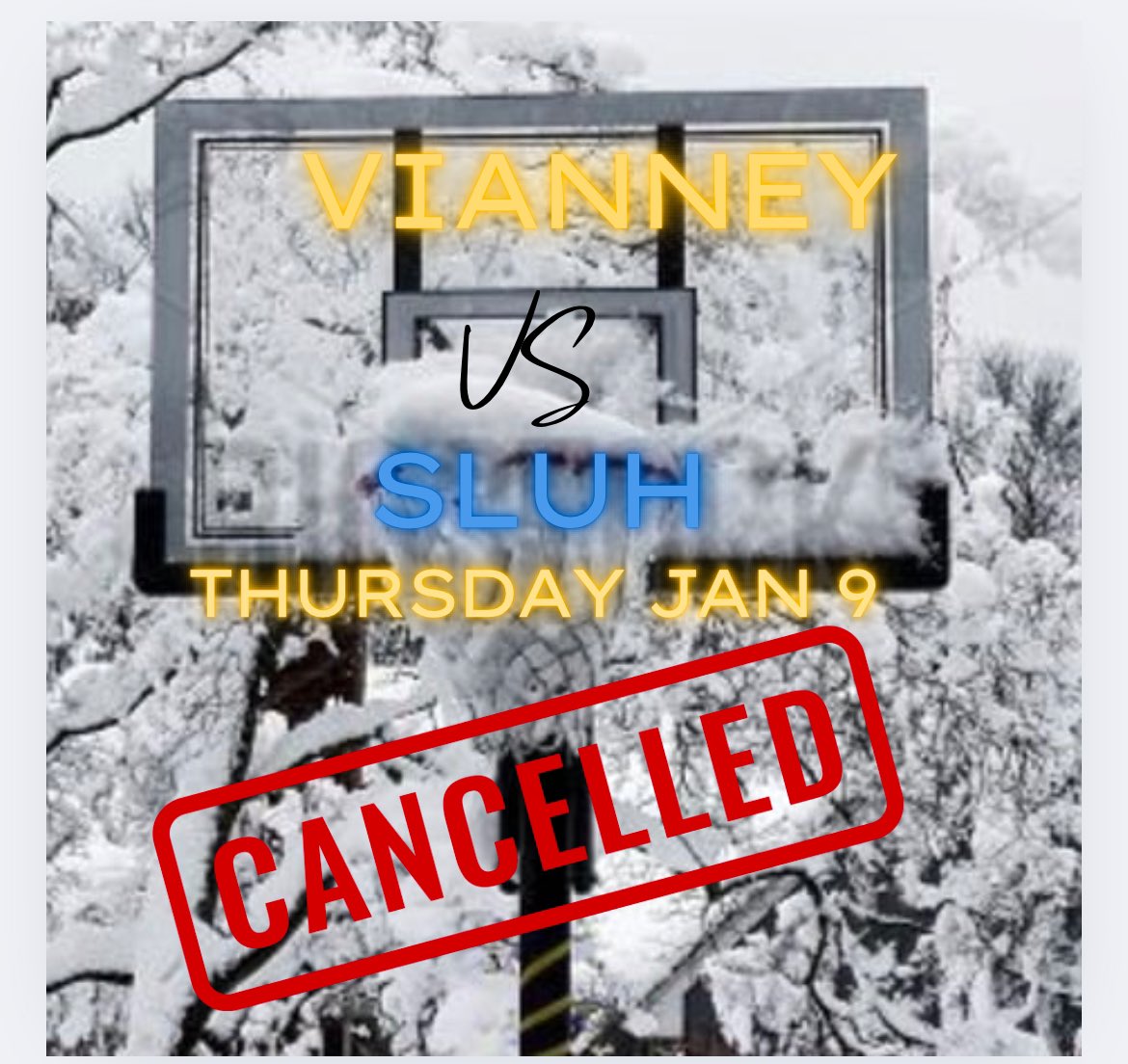 Vianney Basketball (@vianneyhoops) on Twitter photo Game vs SLUH has been rescheduled to Monday Feb 3. <a href="/vianneygriffins/">Vianney Griffins</a> @stlhighschoolsports Game vs SLUH has been rescheduled to Monday Feb 3. <a href="/vianneygriffins/">Vianney Griffins</a> @stlhighschoolsports