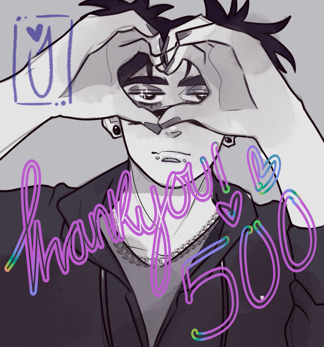 500!! Thankyou! I'm holding a Art Raffle to celebrate I will choose two winners at random on the 11th for a free comission!! like and retweet to enter must be following ♥ Good luck and Thankyou again!